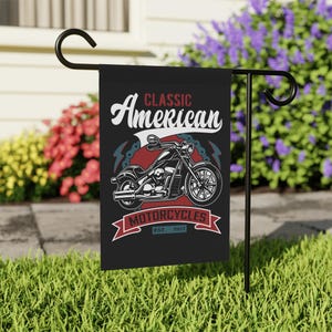 Classic American Motorcycles Outdoor Flag, Biker Flag, USA Motorcycles Decor, Vintage Motorcycle Flag, Motorcycle Enthusiast Gift