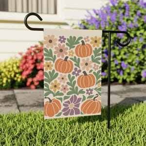 Floral Pumpkin Fall Garden Flag: Double Sided Thanksgiving Decor