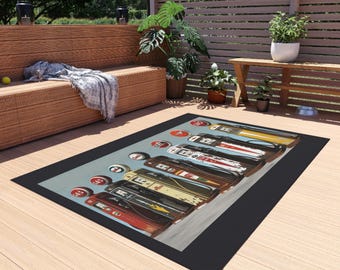 Vintage Gas Pump Rug, Retro Automotive Decor, Classic Car Theme Rug, Man Cave Rug, Garage Decor, Fuel Station Art Rug, Unique Rug, Gas