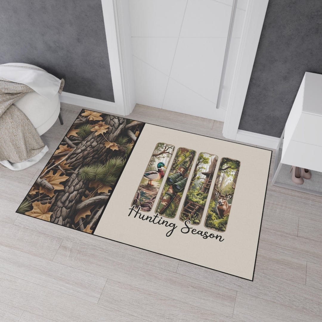 Wildlife Rug Hunting Season Wildlife Rug: Rustic Cabin Decor, Duck & Deer Design - Etsy