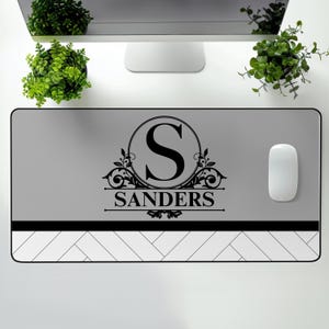 Personalized Monogram Desk Mat: Custom Name Office Decor