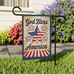 God Bless America Garden Flag: Patriotic USA 4th of July Decor