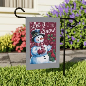 Bandeira de boneco de neve para área externa, Bandeira de jardim Let It Snow, Decoração de Natal para o feriado de inverno, Decoração de Natal com pássaro cardeal, Arte festiva para jardim