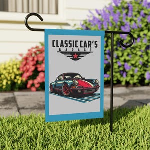 Classic Car Garage 0utdoor Flag, Automotive Art, Retro Vehicle Decor, Enthusiast Gift, Garage Flag, 0utdoor Decor, Car Lover&#39;s Flag