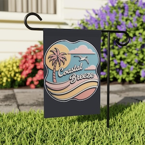 Coastal Breeze buitenvlag, strandhuisdecor, tropische tuinkunst, vlag zomertuin, huisdecor kust, vlag strandthema, vlag strandthema