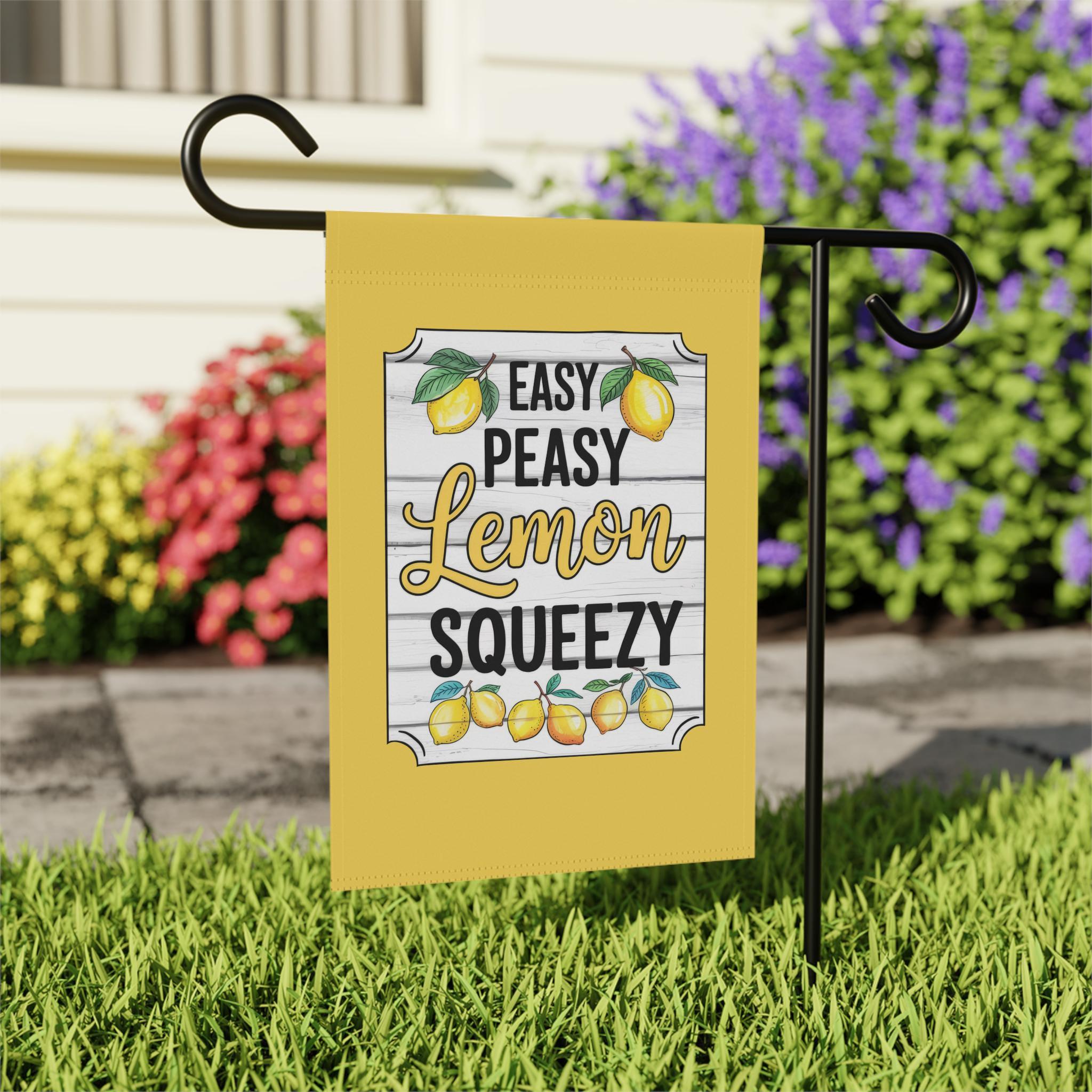 Easy Peasy Lemon Squeezy Outdoor Flag, Summer Garden Decor, Lemon Theme Flag, Yard Sign, Refreshing Decor, Double Sided Outdoor Flag