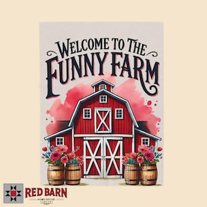 Funny Farm Blanket: Red Barn Farmhouse Decor