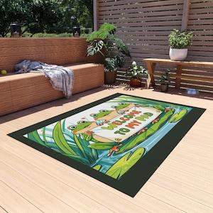 Alfombra de bienvenida con forma de rana, adorable alfombra de animales, decoración de nenúfares, alfombra original, ranas de dibujos animados, decoración divertida para el hogar, alfombra para habitación infantil, alfombra para sala de juegos