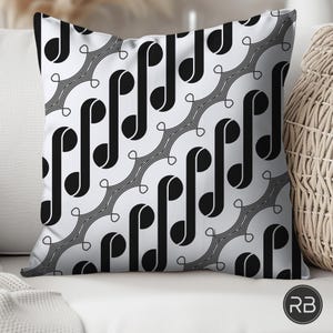 Modern Black and White Geometric Throw Pillow: Elegant Cushion