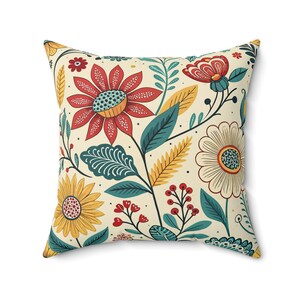 Floral Pillow, Botanical Throw Pillow, Decorative Flower Cushion, Colorful Floral Design, Accent Pillow, Housewarming Gift, Sofa Pillow