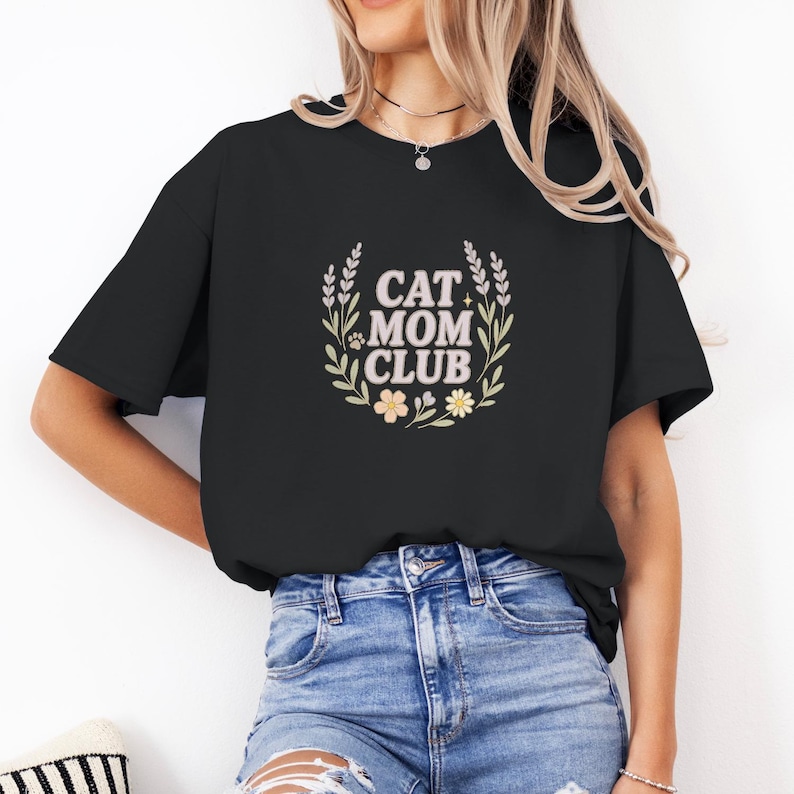 Cat Mom Club - Cute Floral Shirt, Hoodie or Sweatshirt for Women