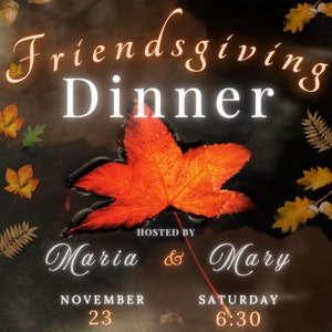 Friendsgiving Dinner Invitation Editable Template | Fall Digital Evite | Thanksgiving Gathering Invitation | Custom Autumn Party Invite