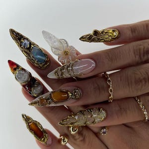 レインボー ドリップポップ プレスオンネイル | カラフルで光沢のある