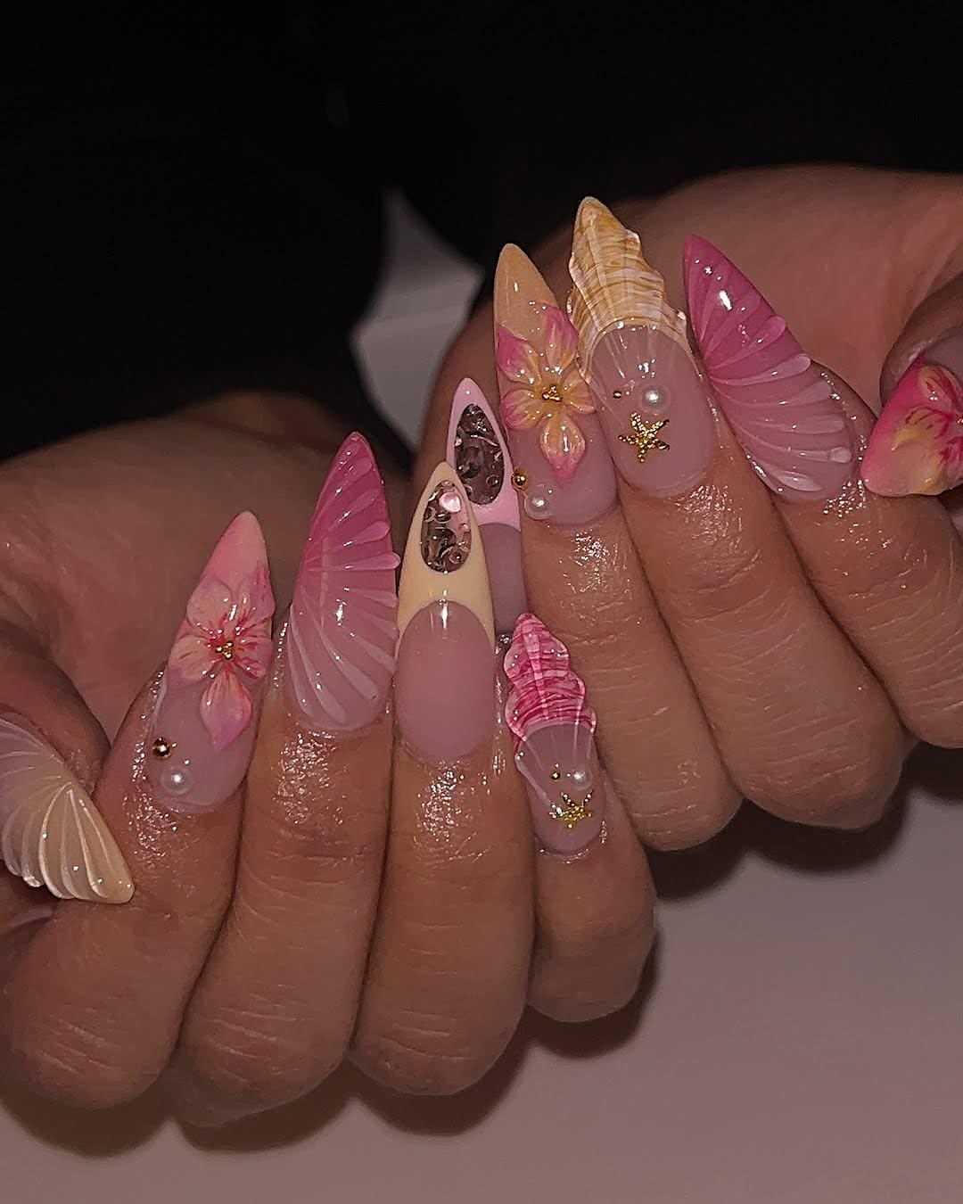 Tropical Reef Coral Nails Design