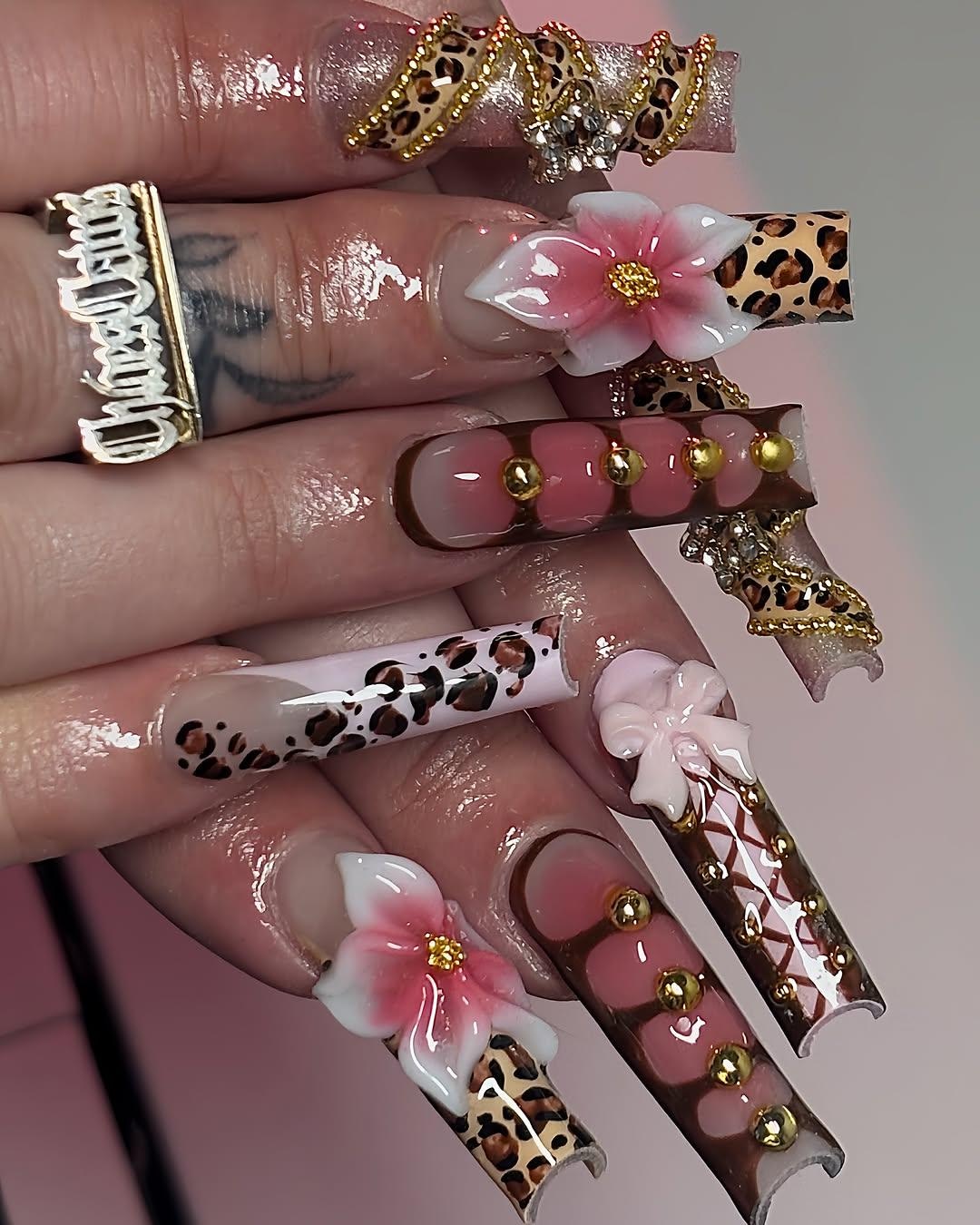 Embellished Leopard Clip Art Nails
