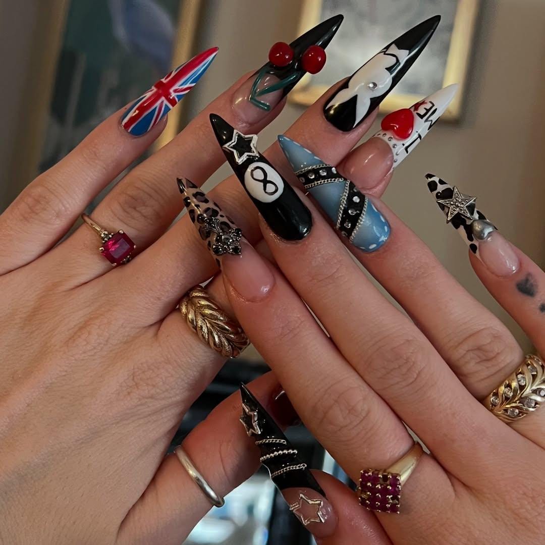 10er-Set Halloween-Nagelringe – Gothic, Punk, Legierung, Für Cosplay & Party
