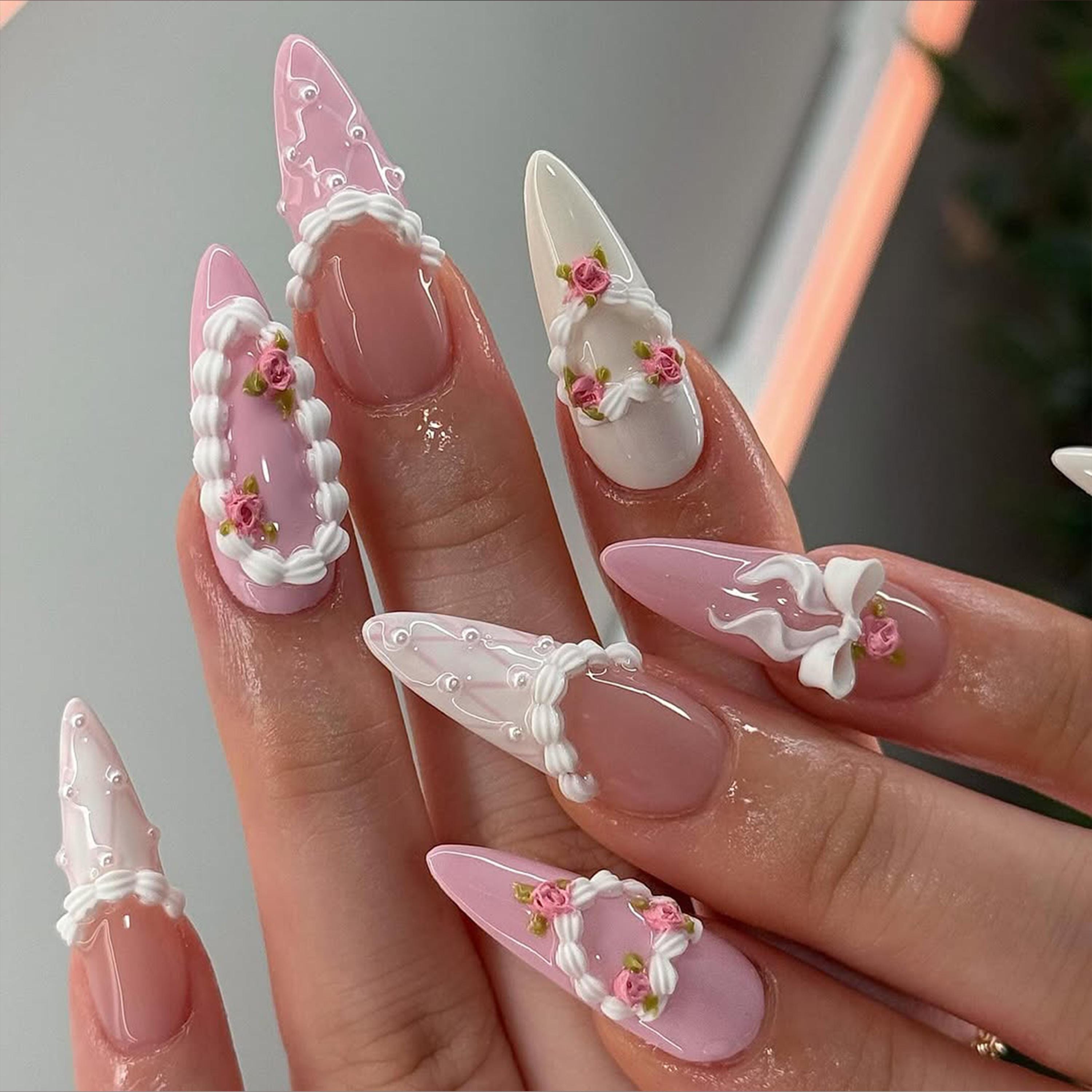 Elegant Soft Blush Curtain Nails