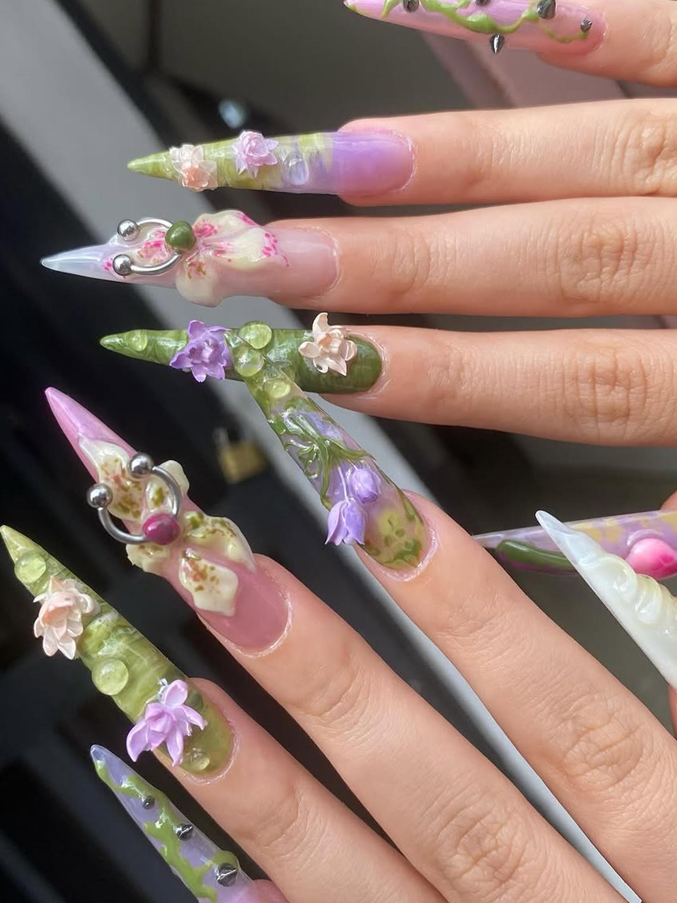 ハンドメイド プレスオンネイル カラフル ハンドメイド プレスオンネイル カラフル