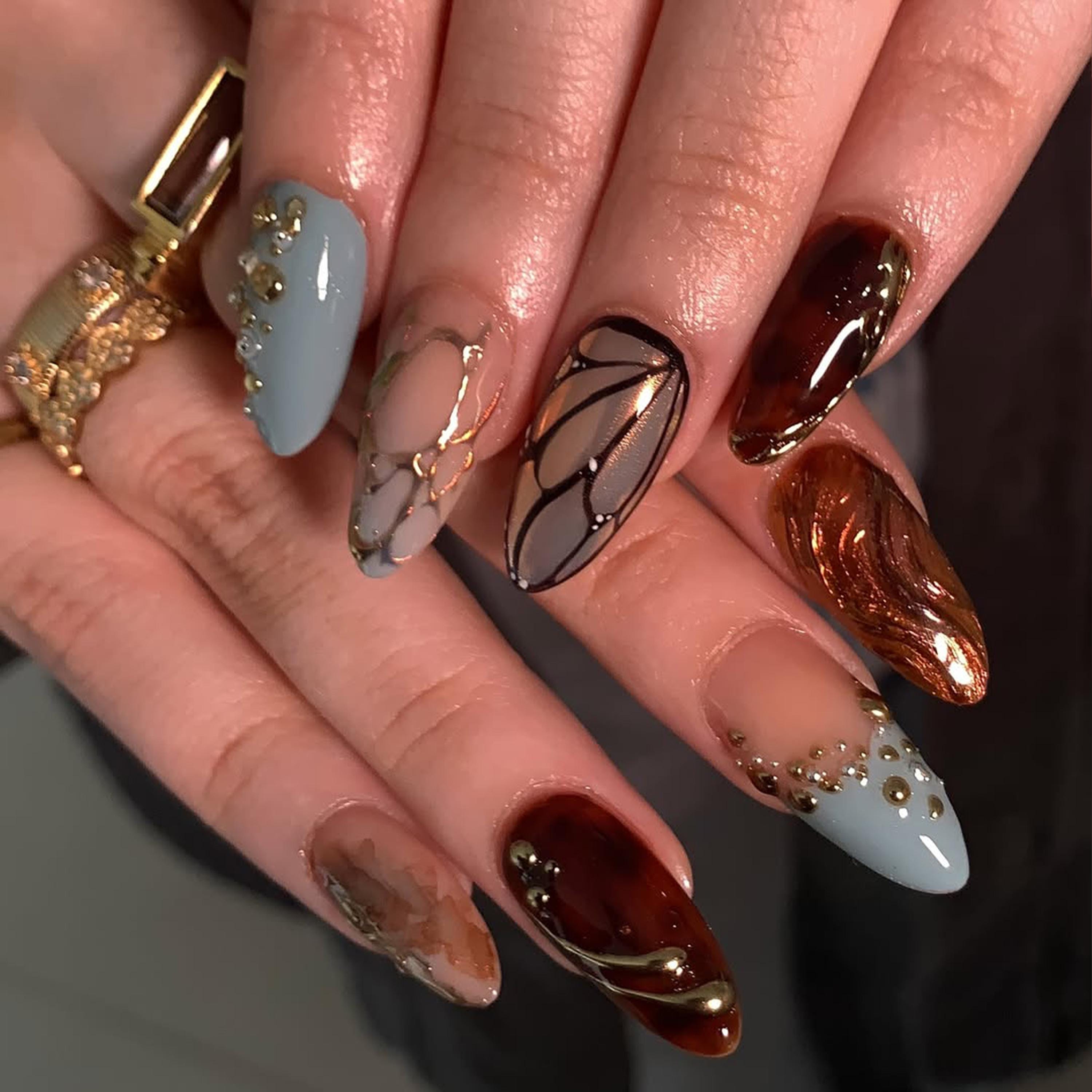 Bronze Metallic Fusion Nails
