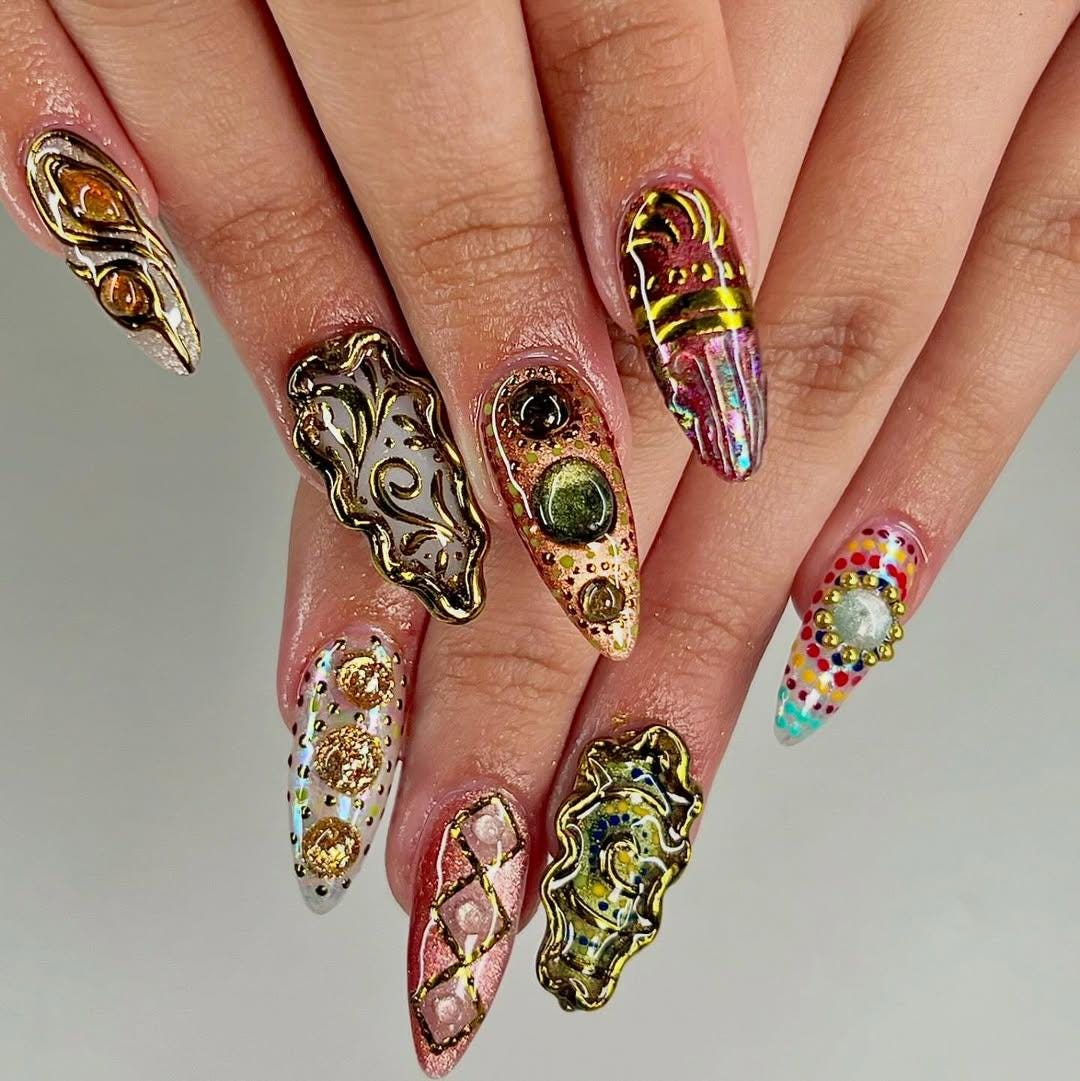 Luxurious 4‑Layer Crystal Acrylic Nails