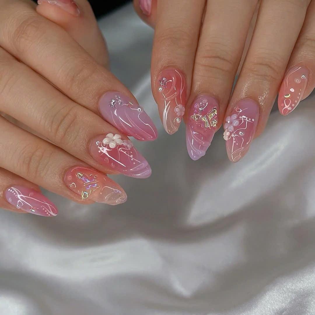 PandaHall Nagelstempelplatten-Set – 3 Stück Mit Vintage-Blumen & Insekten, Inkl. Stempel & Schaber