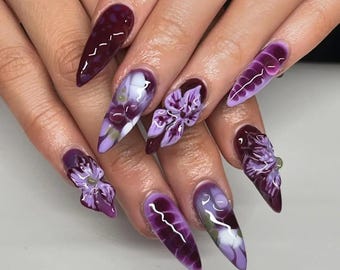 専用3Dネイルアート 10個セット ピンク パープル 専用3Dネイルアート 10個セット ピンク パープル