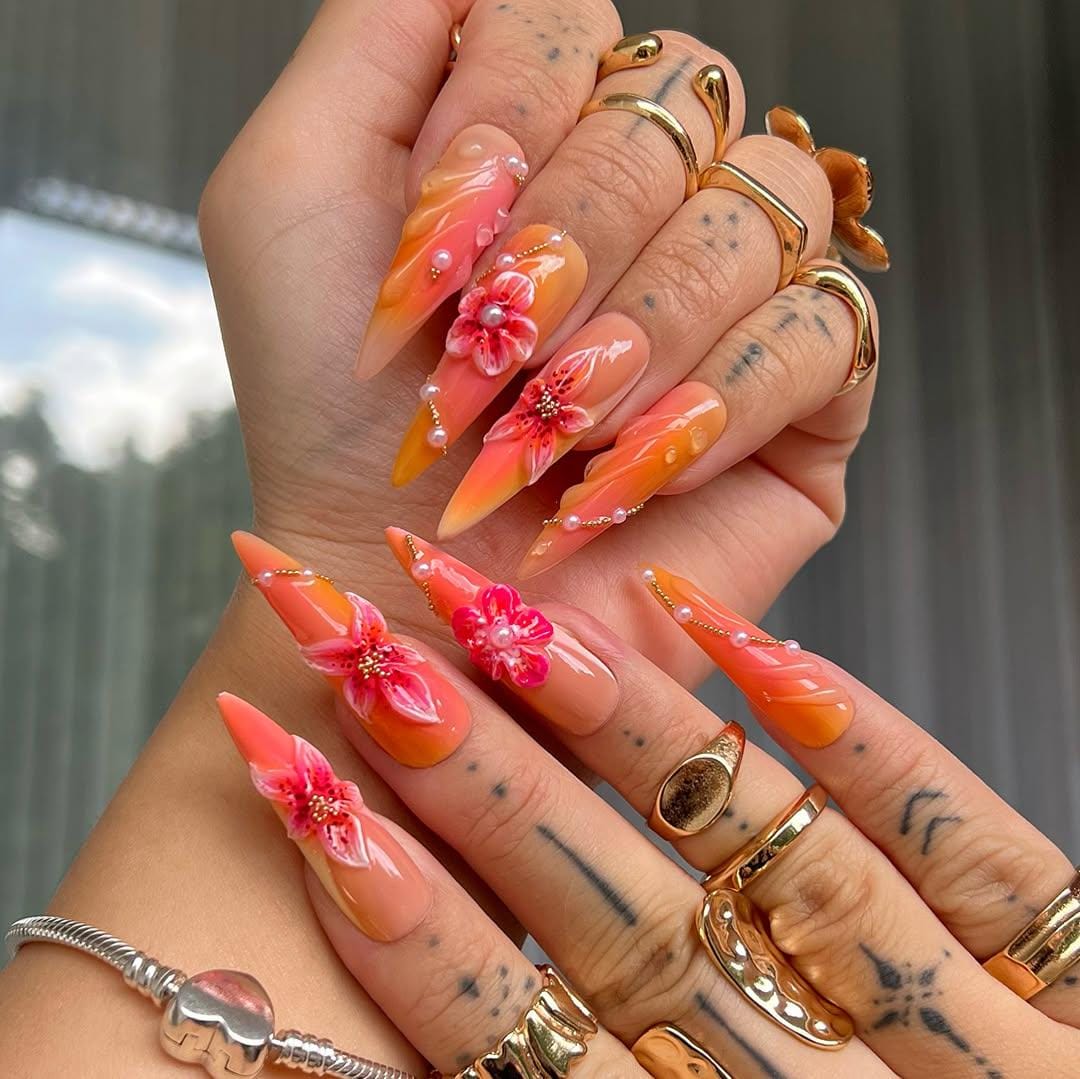 Summer Reef Dreams in Orange Nails
