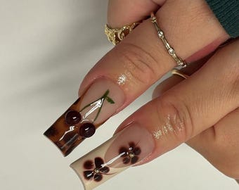 Custom 3D Tortoiseshell Press-on Nails | Fun Space and