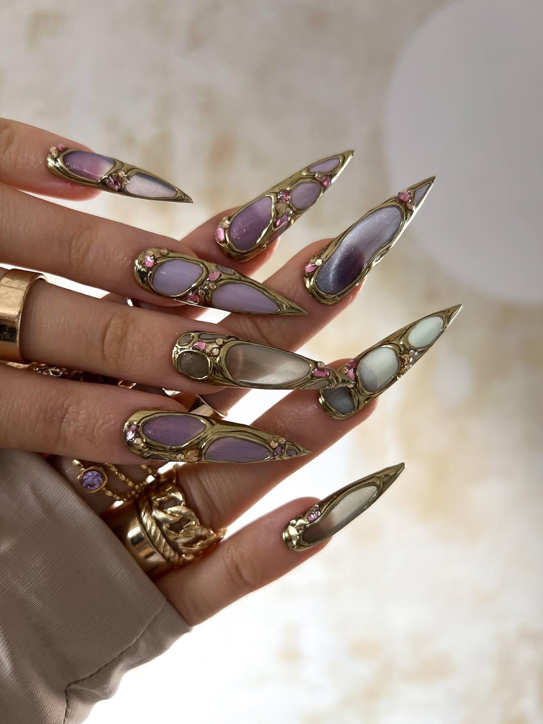 Birthday Nails with Mini Crown Accents