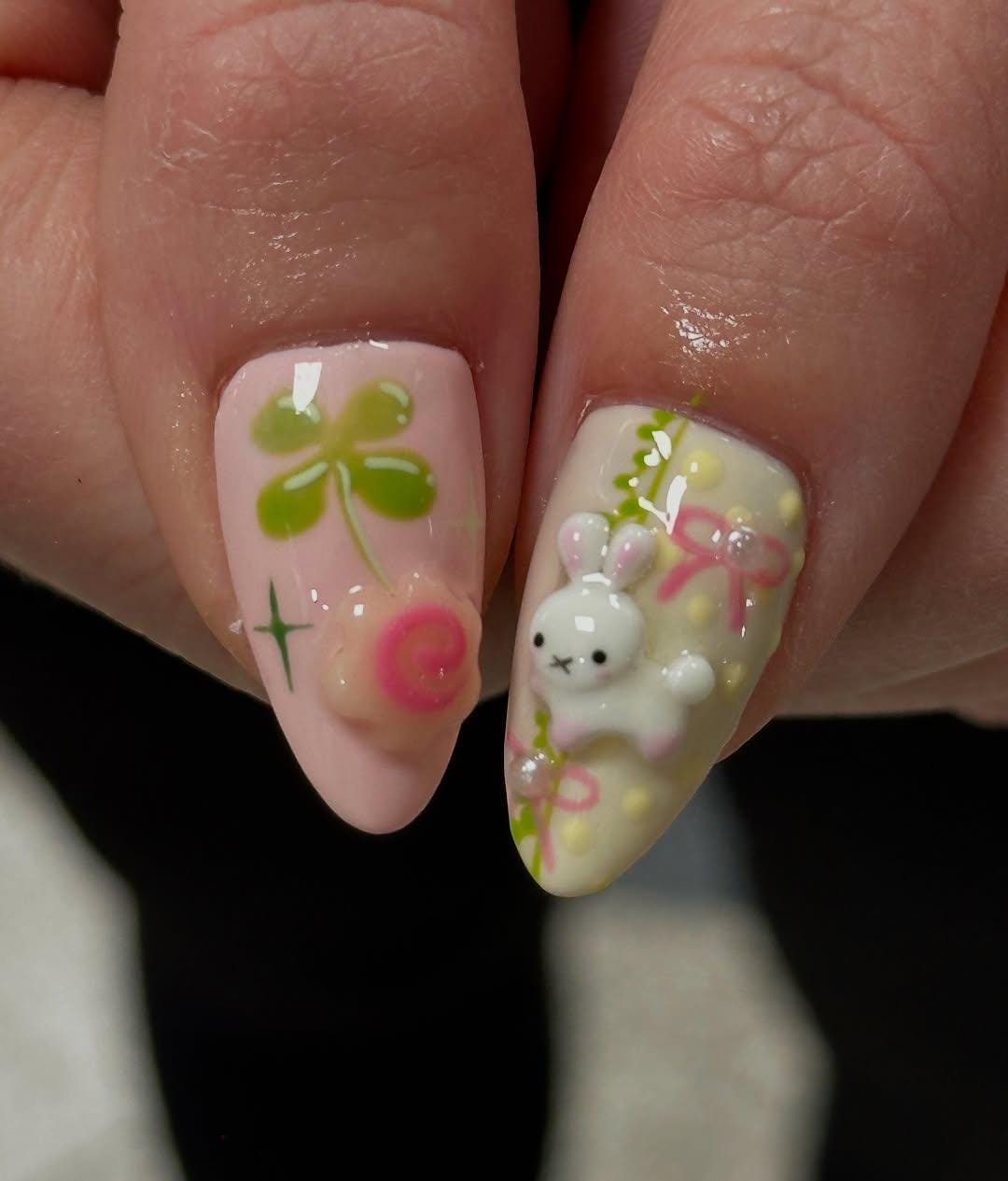Floral Bunnies Bring Pastel Magic to Nails