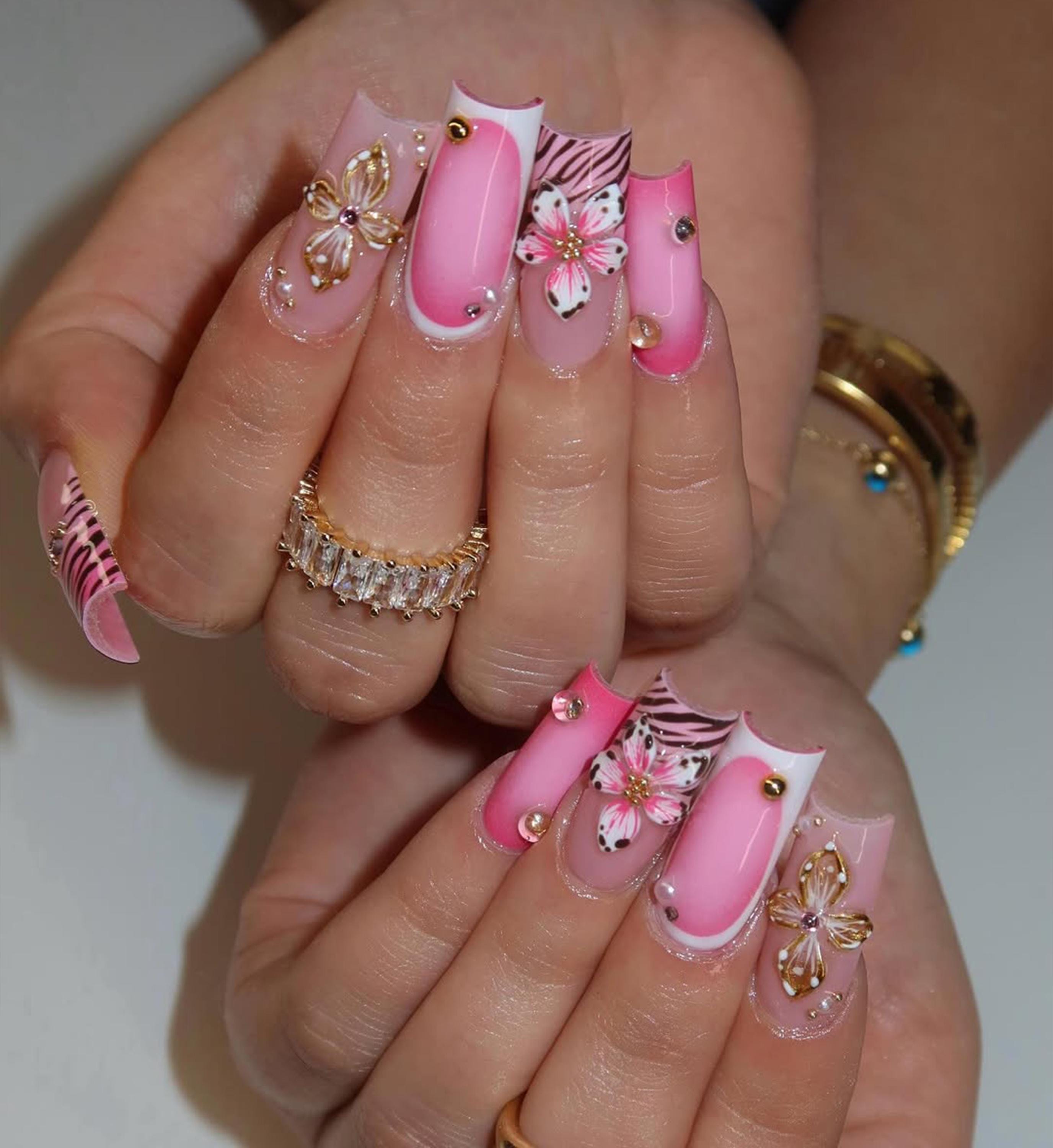 高級フレンチチッププレスオンネイル | ハンドメイドゼブラ