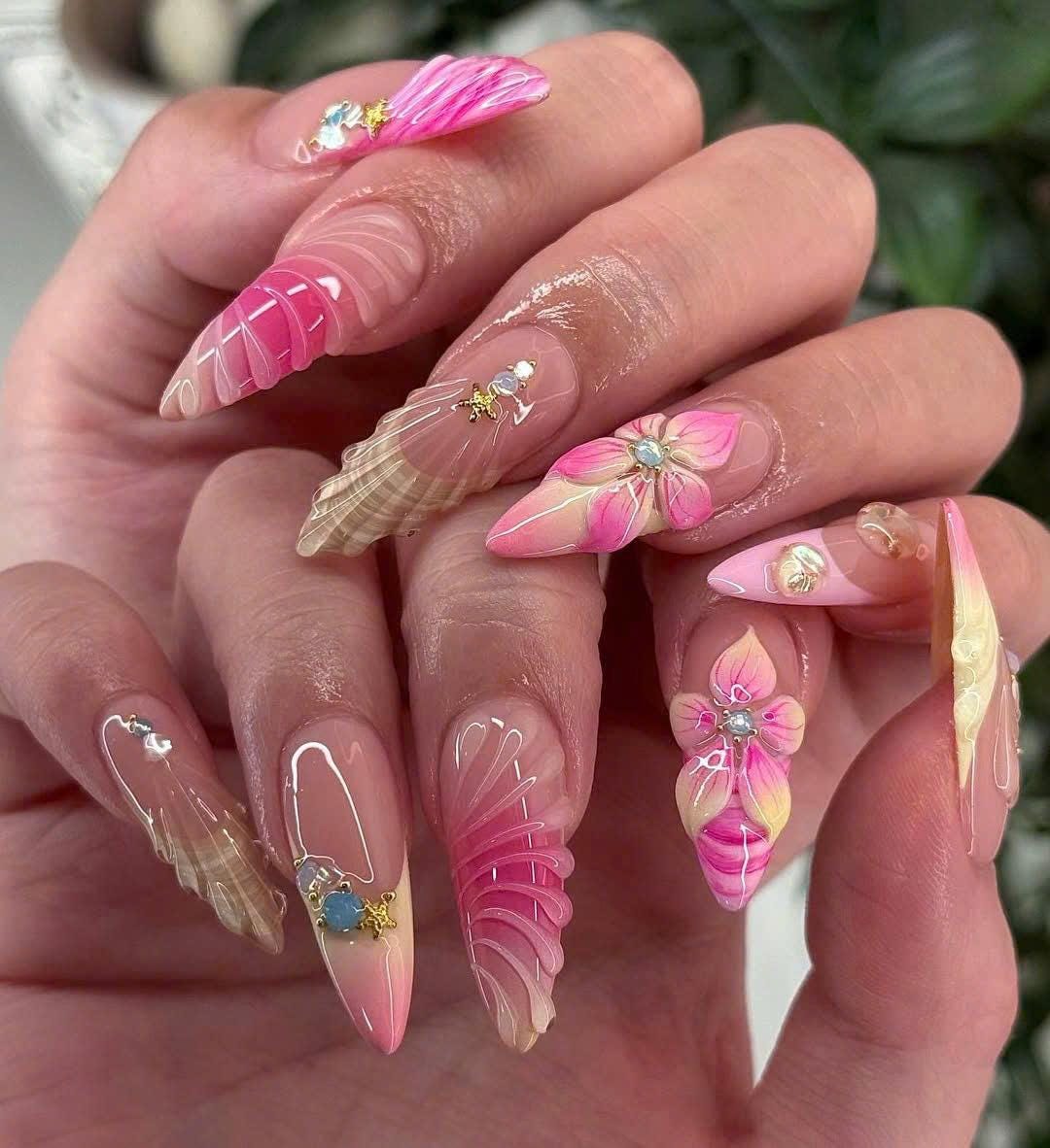 Soft Blush Curtain Nail Design