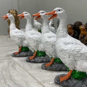 Large 17&quot; Cement porch Goose Statue, American Dress up goose statue, life-size American Porch Goose Statue, Bird garden gifts, outdoor goose