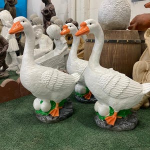Large Concrete Goose Statue, American Dress, Outdoor Garden Decor (19 ...