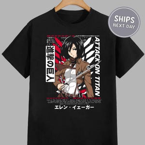 Mikasa Anime Shirt Mikasa Ackerman Attack Titan Shirt Mikasa Manga Aot Shirt Eren Anime Graphic Sweatshirt Attack Titan Shirt Eren Aot Tee