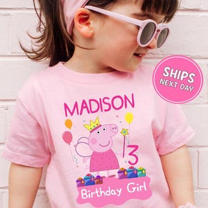 Custom Pig Birthday Girl Shirt Personalized Pig Birthday Shirt Birthday Girl Shirt Kids Birthday Shirt Toddler Cute Pig Shirt Birthday Party