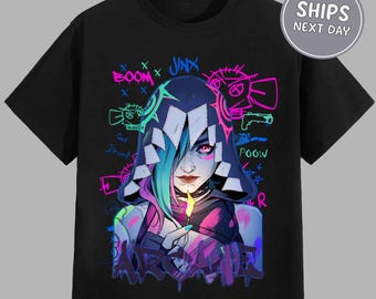 Jinx Shirt LOL Gamer Shirt Gamer Girl Shirt Video Game Hoodie Arcane Anime Shirt Unisex Anime Hoodie Gamer Hoodie Video Game Lol Shirt Jinx