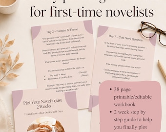 Planifica tu novela en solo 2 semanas / Cuaderno de trabajo para escribir ficción / Guía para escribir novelas / Cuaderno de trabajo imprimible y editable para novelistas principiantes