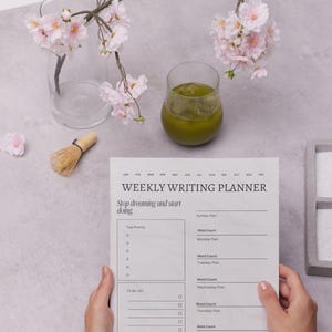 Weekly Writing Planner | Writing Template | Novel Writing | Writing Help | PDF Download | Writing Worksheet | Writing Guide | Author Tools