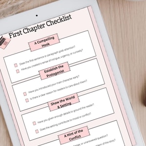 Chapter Checklist PDF | Writing Template | Novel Writing | Writing Help | PDF Download | Writing Worksheet | Writing Guide | First Chapter