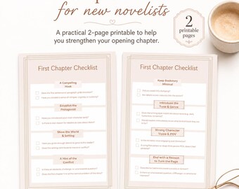 Novel First Chapter Checklist | Author Resources | Novel Writing Template | Fiction Writing Checklist | Writing Tips