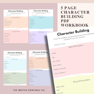 Fiction Character Building Workbook for New Writers | Character Development Guide | Character Workbook | Workbook for Authors