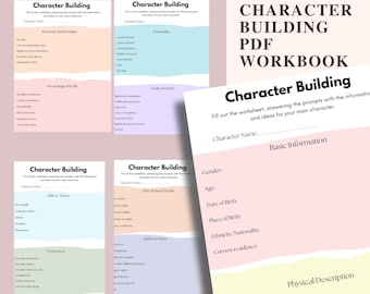 Schrijfsjabloon voor romans | Gids voor karakterontwikkeling | Karakterwerkboek | Fictieve personages maken | Werkboek voor auteurs