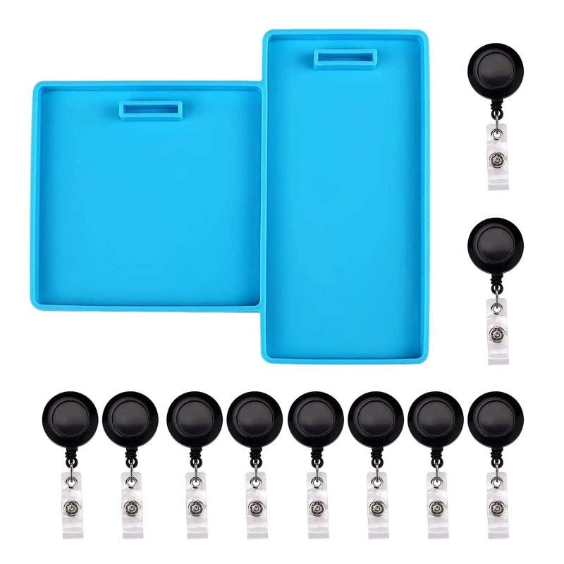 1 Set ID Business Card Silicone Molds Handmade Badge Identification Card Holder Resin Mold With ...