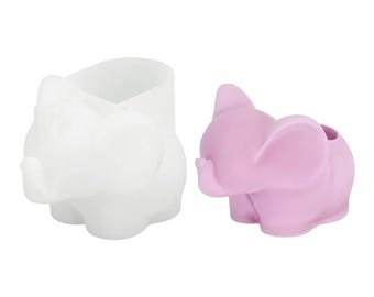 Molde de silicona para maceta de elefante, molde para taza de resina