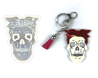 Skull Keychain Silicone Mold, DIY Glossy Epoxy Resin Pendant