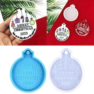 DIY Christmas Pendant Silicone Mold Jewelry Keychain Charms Xmas Tree Hanging Pendants Resin Casting Mold Home Party Bag Decor