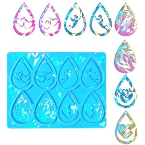 DIY Valentine&#39;s Day Earring Pendants Silicone Molds with Hole Holographic Earring Necklace Charms Epoxy Resin Casting Mold