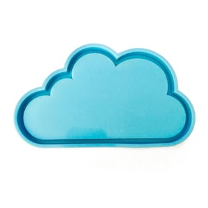 May include: A light blue silicone mold shaped like a cloud. The mold has a smooth surface and a raised edge.