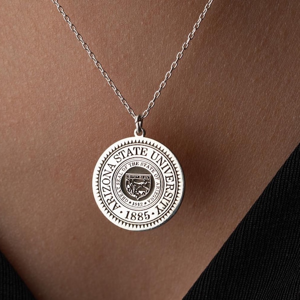 Engraved Logo Necklace University Seal Pendant Company Logo Necklace Coat of Arms Logo Locket Necklace High School Graduation Jewelry